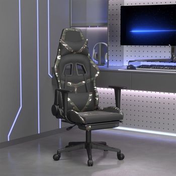 Silla Gaming Masaje | Silla De Oficina | Silla Gamer Ergonomica Reposapiés Cuero Sintético Negro Camuflaje Cfw790490