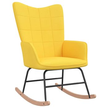 Sillón De Salón | Silla Mecedora De Tela Amarillo Mostaza Cfw790616