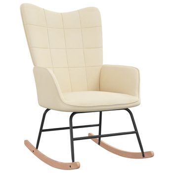 Sillón De Salón | Silla Mecedora De Tela Color Crema Cfw790624