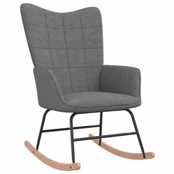 Sillón De Salón | Silla Mecedora De Tela Gris Oscura Cfw790634