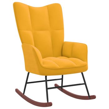 Silla Mecedora | Sillón Balancín Relax | Sillón De Salón De Terciopelo Amarillo Mostaza Cfw790650