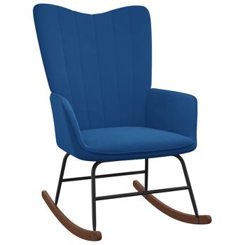 Sillón De Salón | Silla Mecedora De Terciopelo Azul Cfw790653