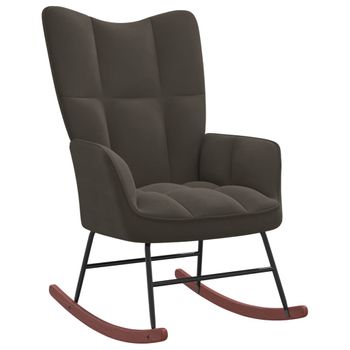 Sillón De Salón | Silla Mecedora De Terciopelo Gris Oscuro Cfw790660