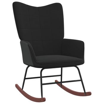 Sillón De Salón | Silla Mecedora De Terciopelo Y Pvc Negro Cfw790672