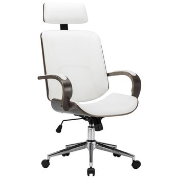 Silla Masaje | Silla De Gaming Con Reposacabezas Cuero Sintético Madera Blanco Cfw790677