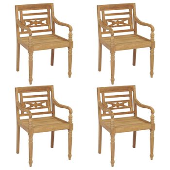 Pack 4 Uds Sillón De Salón | Sillas Batavia Madera Maciza De Teca Cfw790725