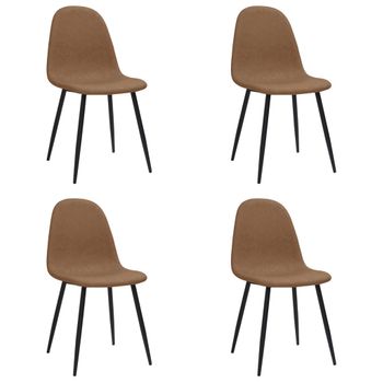 Pack 4 Uds Sillas Comedor | Silla De Cocina | Mueble De Comedor Cuero Sintético Marrón Oscuro 45x53,5x83cm Cfw790800