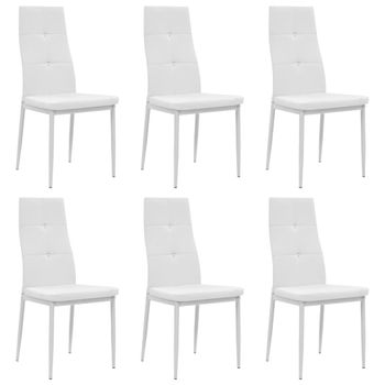 Pack 6 Uds Sillas Comedor | Silla De Cocina | Mueble De Comedor Cuero Artificial Blanco Cfw790802