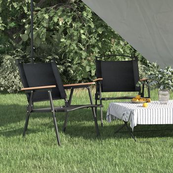 Pack 2 Uds Sillón De Salón | Sillas De Camping Tela Oxford Negro 54x55x78 Cm Cfw790827