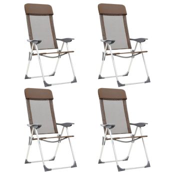 Pack 4 Uds Sillón De Salón | Sillas De Camping Plegables Aluminio Marrón Cfw790838