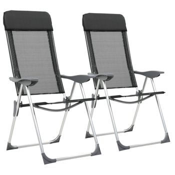 Pack 2 Uds Sillón De Salón | Sillas De Camping Plegables De Aluminio Negro Cfw790840