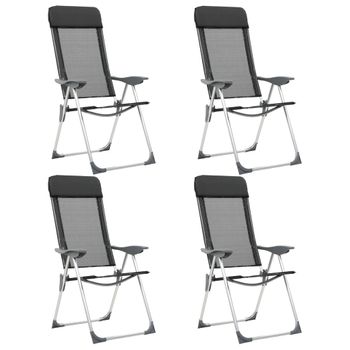 Pack 4 Uds Sillón De Salón | Sillas De Camping Plegables De Aluminio Negro Cfw790841