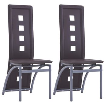 Pack 2 Uds Sillas De Comedor | Silla De Cocina | Mueble De Comedor Cuero Sintético Marrón Cfw790858