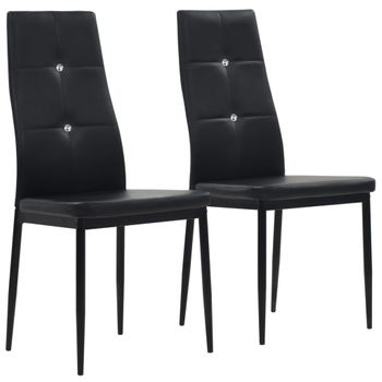 Pack 2 Uds Sillas De Comedor | Silla De Cocina | Mueble De Comedor Cuero Sintético Negro Cfw790862