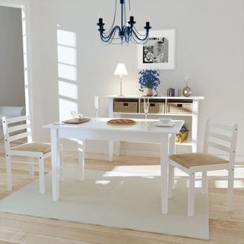 Pack 2 Uds Sillas De Comedor | Silla De Cocina | Mueble De Comedor Madera Maciza Caucho Terciopelo Blanco Cfw790899