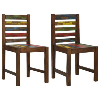 Pack 2 Uds Sillas De Comedor | Silla De Cocina | Mueble De Comedor Madera Maciza Reciclada Cfw790915