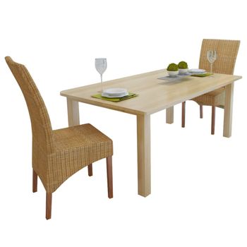 Pack 2 Uds Sillas De Comedor | Silla De Cocina | Mueble De Comedor Ratán Natural Marrón Cfw790930