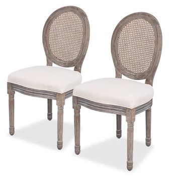 Pack 2 Uds Sillas De Comedor | Silla De Cocina | Mueble De Comedor Tela Color Crema Cfw790937