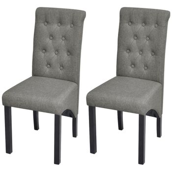 Pack 2 Uds Sillas De Comedor | Silla De Cocina | Mueble De Comedor Tela Gris Claro Cfw790945