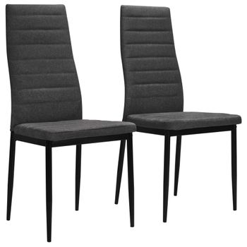 Pack 2 Uds Sillas De Comedor | Silla De Cocina | Mueble De Comedor Tela Gris Oscuro Cfw790953