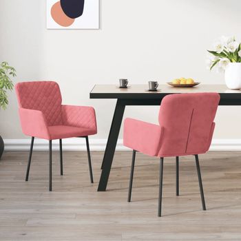 Pack 2 Uds Sillas De Comedor | Silla De Cocina | Mueble De Comedor Terciopelo Rosa Cfw791008