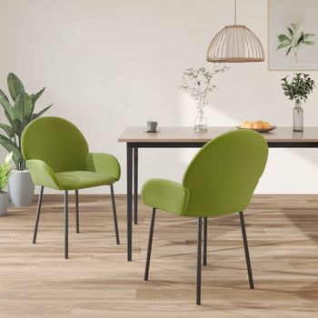 Pack 2 Uds Sillas De Comedor | Silla De Cocina | Mueble De Comedor Terciopelo Verde Claro Cfw791014