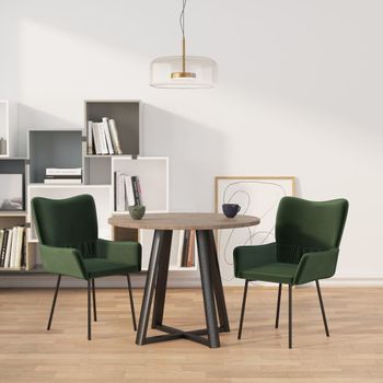 Pack 2 Uds Sillas De Comedor | Silla De Cocina | Mueble De Comedor Terciopelo Verde Oscuro Cfw791024