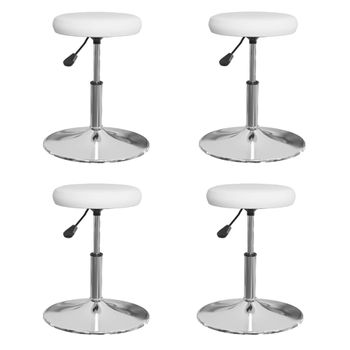 Pack 4 Uds Sillas De Comedor | Silla De Cocina | Mueble De Comedor Cuero Sintético Blanco Cfw791031