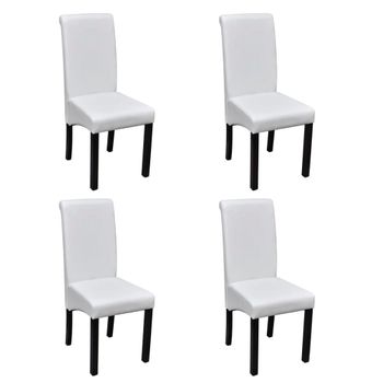 Pack 4 Uds Sillas De Comedor | Silla De Cocina | Mueble De Comedor Cuero Sintético Blanco Cfw791033