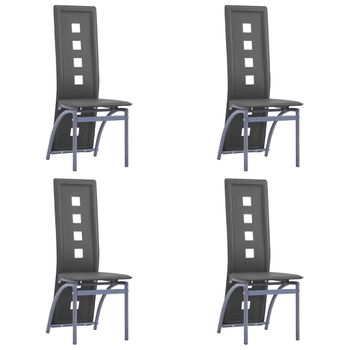 Pack 4 Uds Sillas De Comedor | Silla De Cocina | Mueble De Comedor Cuero Sintético Gris Cfw791034