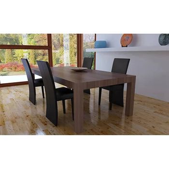 Pack 4 Uds Sillas De Comedor | Silla De Cocina | Mueble De Comedor Cuero Sintético Marrón Oscuro Cfw791038