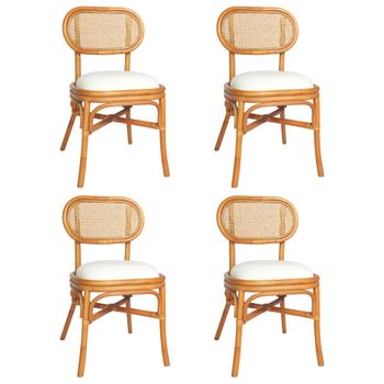 Pack 4 Uds Sillas De Comedor | Silla De Cocina | Mueble De Comedor Lino Marrón Claro Cfw791056