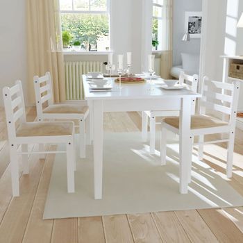 Pack 4 Uds Sillas De Comedor | Silla De Cocina | Mueble De Comedor Madera Maciza Caucho Terciopelo Blanco Cfw791069