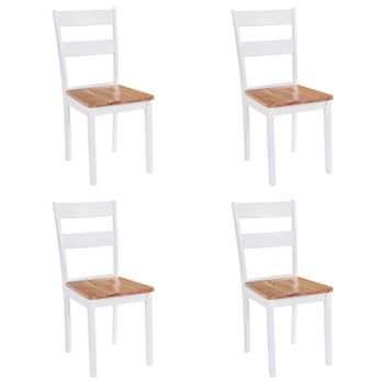 Pack 4 Uds Sillas De Comedor | Silla De Cocina | Mueble De Comedor Madera Maciza De Caucho Blanco Cfw791071