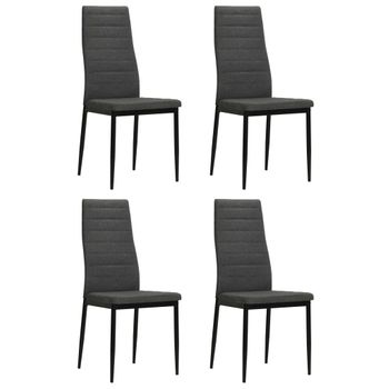 Pack 4 Uds Sillas De Comedor | Silla De Cocina | Mueble De Comedor Tela Gris Oscuro Cfw791107