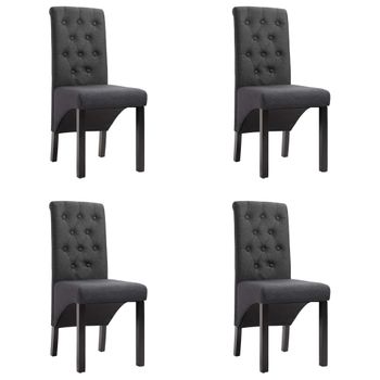 Pack 4 Uds Sillas De Comedor | Silla De Cocina | Mueble De Comedor Tela Gris Oscuro Cfw791108