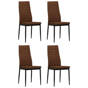 Pack 4 Uds Sillas De Comedor | Silla De Cocina | Mueble De Comedor Tela Marrón Cfw791109