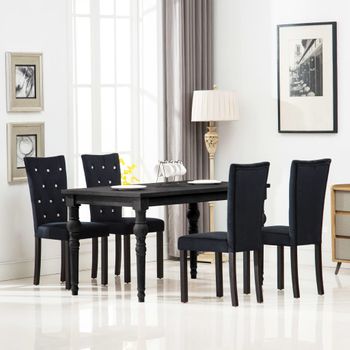 Pack 4 Uds Sillas De Comedor | Silla De Cocina | Mueble De Comedor Terciopelo Negro Cfw791124