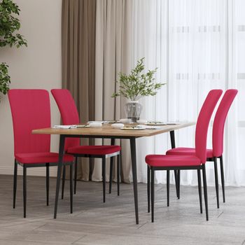 Pack 4 Uds Sillas De Comedor | Silla De Cocina | Mueble De Comedor Terciopelo Rojo Tinto Cfw791127