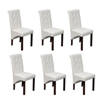 Pack 6 Uds Sillas De Comedor | Silla De Cocina | Mueble De Comedor Cuero Sintético Blanco Cfw791135