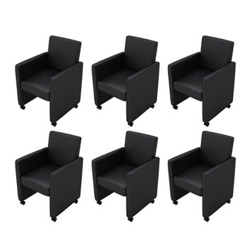 Pack 6 Uds Sillas De Comedor | Silla De Cocina | Mueble De Comedor Cuero Sintético Negro Cfw791139