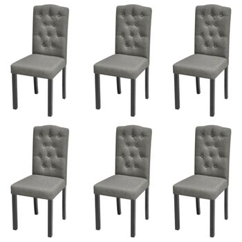 Pack 6 Uds Sillas De Comedor | Silla De Cocina | Mueble De Comedor De Tela Gris Cfw791143