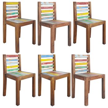 Pack 6 Uds Sillas De Comedor | Silla De Cocina | Mueble De Comedor Madera Maciza Reciclada Cfw791169