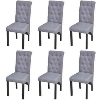 Pack 6 Uds Sillas De Comedor | Silla De Cocina | Mueble De Comedor Tela Gris Claro Cfw791195