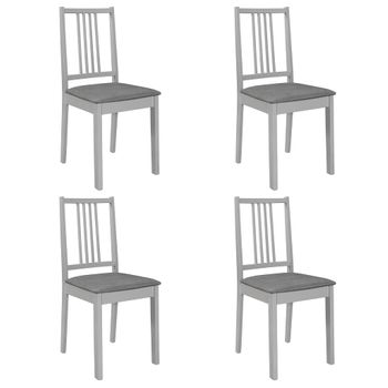 Pack 4 Uds Sillas De Comedor | Silla De Cocina | Mueble De Comedor Con Cojines De Madera Maciza Gris Cfw791229