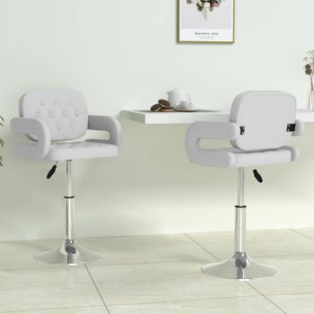 Pack 2 Uds Sillas De Comedor | Silla De Cocina | Mueble De Comedor Giratorias Cuero Sintético Blanco Cfw791254