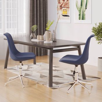 Pack 2 Uds Sillas De Comedor | Silla De Cocina | Mueble De Comedor Giratorias Tela Azul Cfw791276