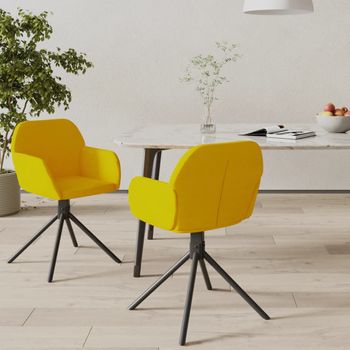 Pack 2 Uds Sillas De Comedor | Silla De Cocina | Mueble De Comedor Giratorias Terciopelo Amarillo Cfw791302