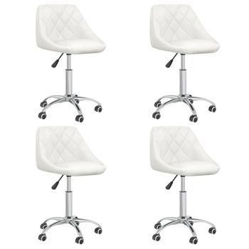 Pack 4 Uds Sillas De Comedor | Silla De Cocina | Mueble De Comedor Giratorias Cuero Sintético Blanco Cfw791347