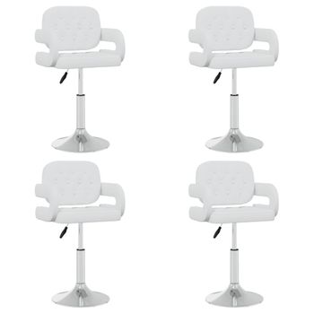 Pack 4 Uds Sillas De Comedor | Silla De Cocina | Mueble De Comedor Giratorias Cuero Sintético Blanco Cfw791348